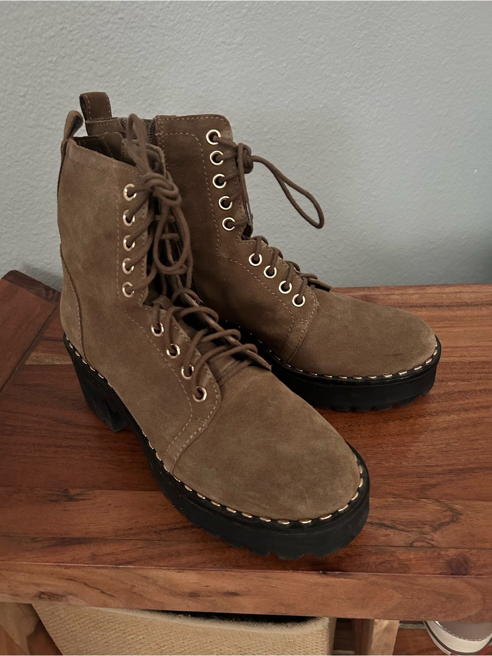 Vince Camuto Women’s Lace-Up Suede Ankle Boots in Brown